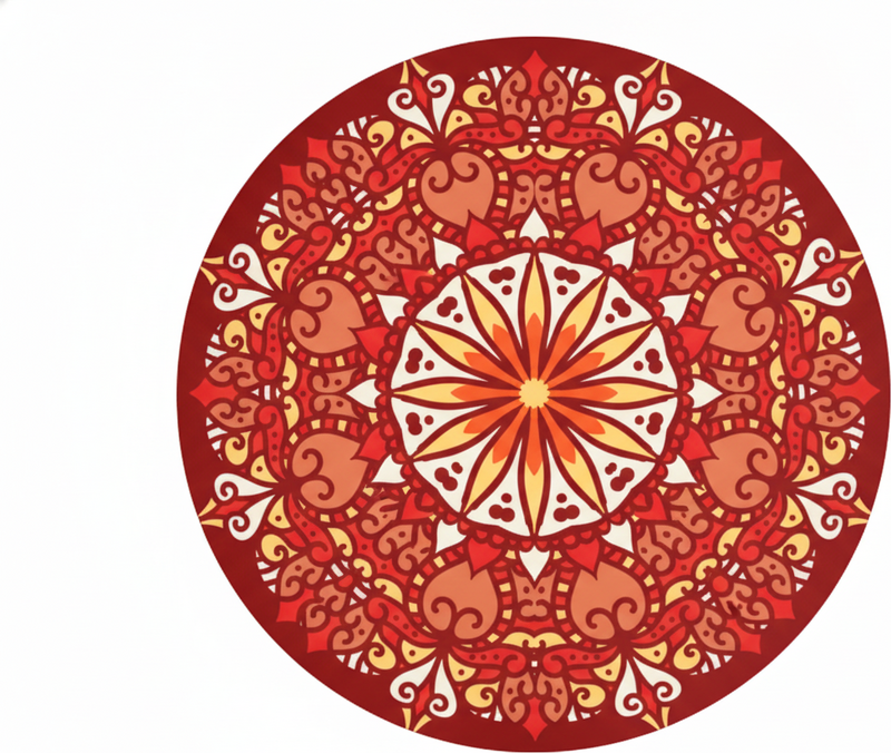 Red vinyl rug with colorful luxury mandala design - TenStickers