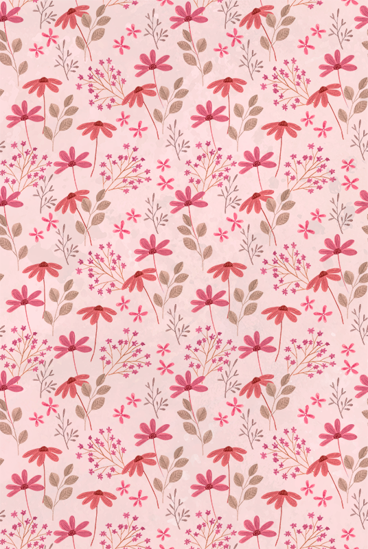Pink vinyl rug with little pink flowers - TenStickers