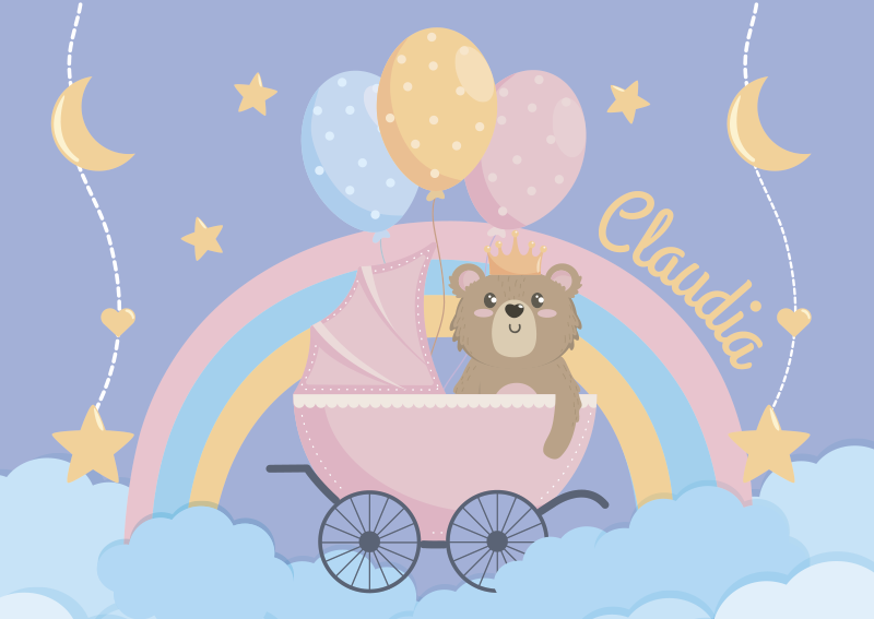 Customizable Nursery Pram Motif bedroom rug - TenStickers