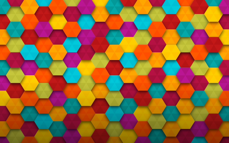 Colorful hexagon geometric vinyl rug - TenStickers