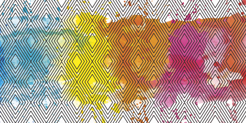 Multicolor Geometric Pattern modern vinyl rug - TenStickers