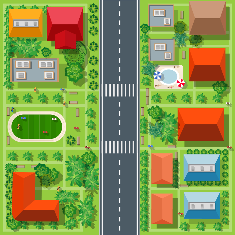 Playful Townscape playroom rug - TenStickers