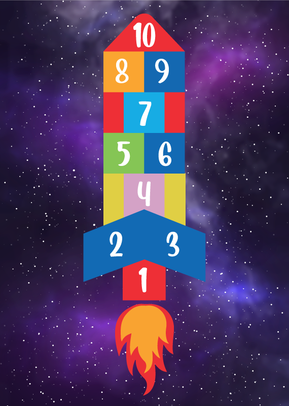 Galactic Hopscotch gaming vinyl rug - TenStickers