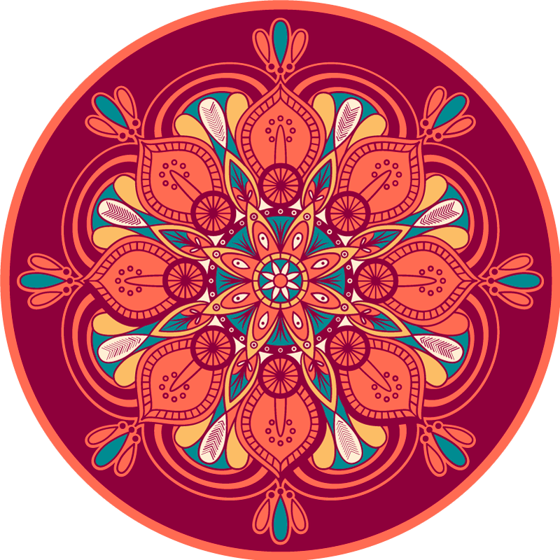 indian style mandala flower vinyl rug - TenStickers