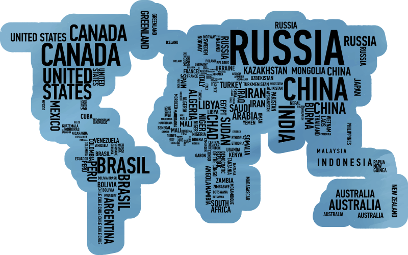 Stunning world map vinyl rug with country names - TenStickers