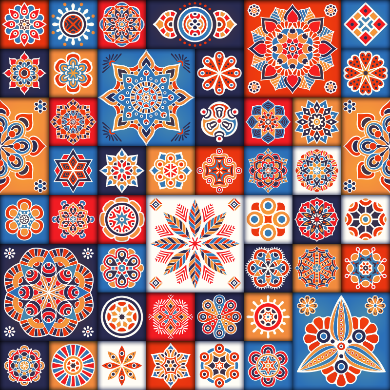 Fantastic mosaic vinyl rug with different tiles - TenStickers