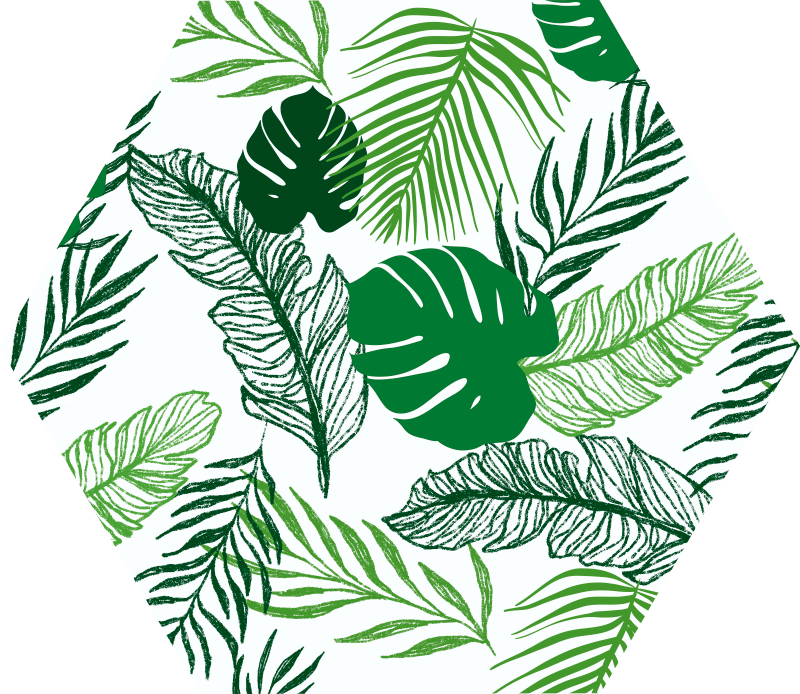 Tropical Foliage Hexagon flower vinyl rug - TenStickers