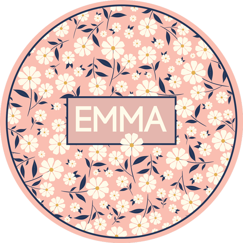 Personnalised floral vinyl rug with name - TenStickers