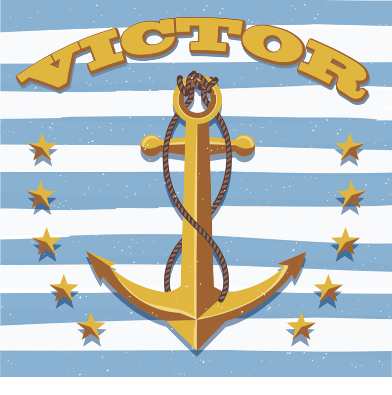 Personalized anchor kids vinyl rug with name - TenStickers