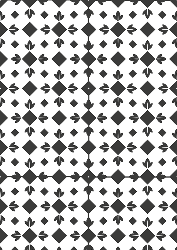 Black and white tiles vinyl rug for dining room - TenStickers