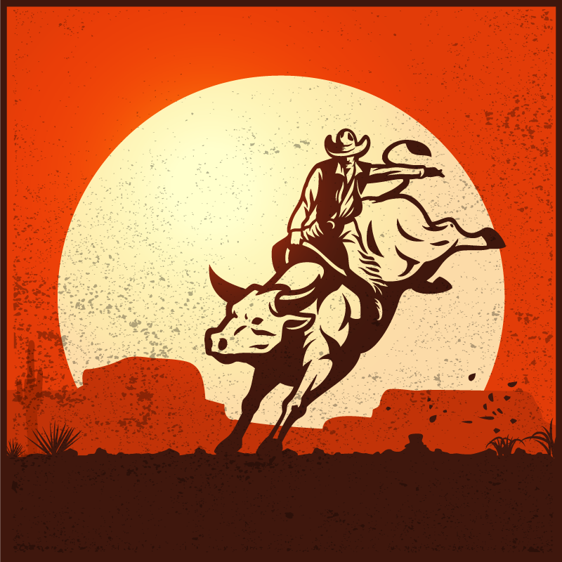 Cowboy Bull Silhouette vinyl rug - TenStickers