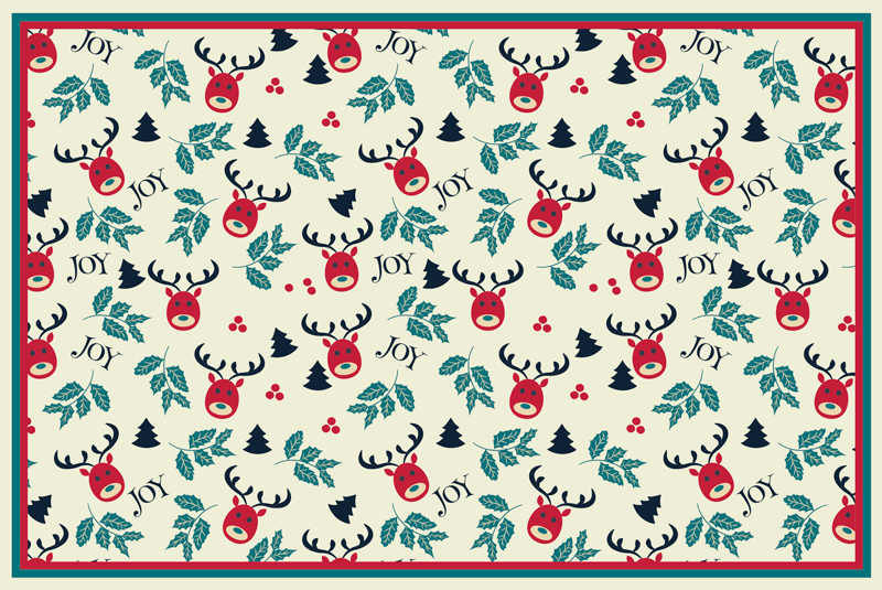 Festive Reindeer Pattern christmas vinyl rug - TenStickers