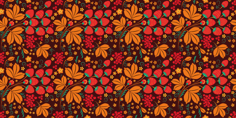 Strawberriy Russian folk pattern floral rug - TenStickers
