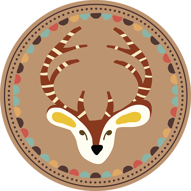 Circular Deer Motif vinyl rug - TenStickers