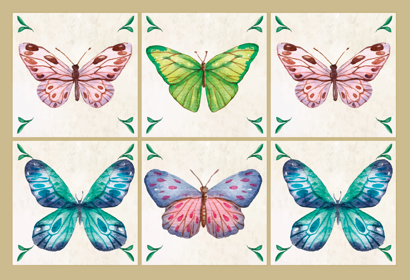 Butterfly Illustration animal vinyl rug - TenStickers