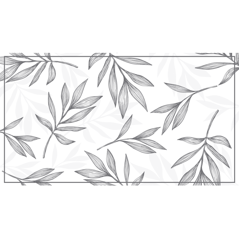 Grey leaves on white background vinyl rug - TenStickers