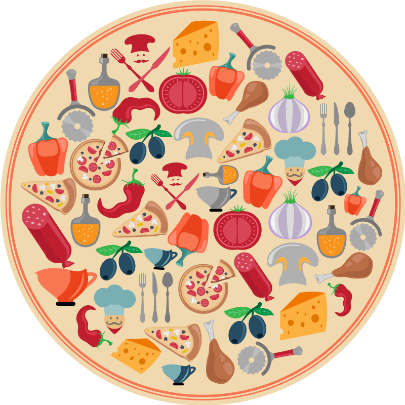 icons of italian food teen vinyl rug - TenStickers