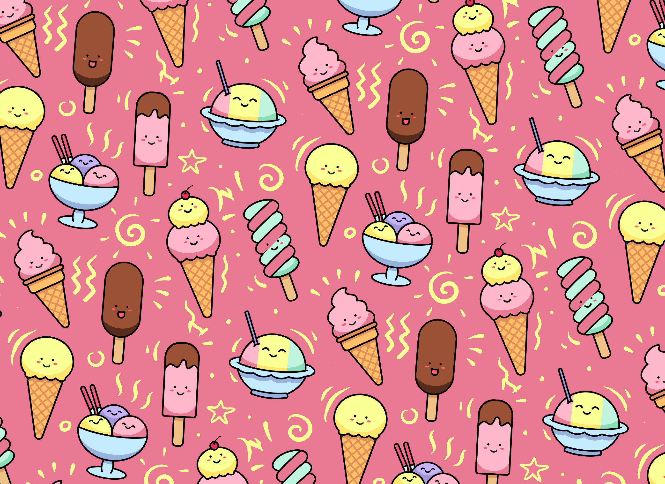 Children's vinyl rug ice cream with smile - TenStickers