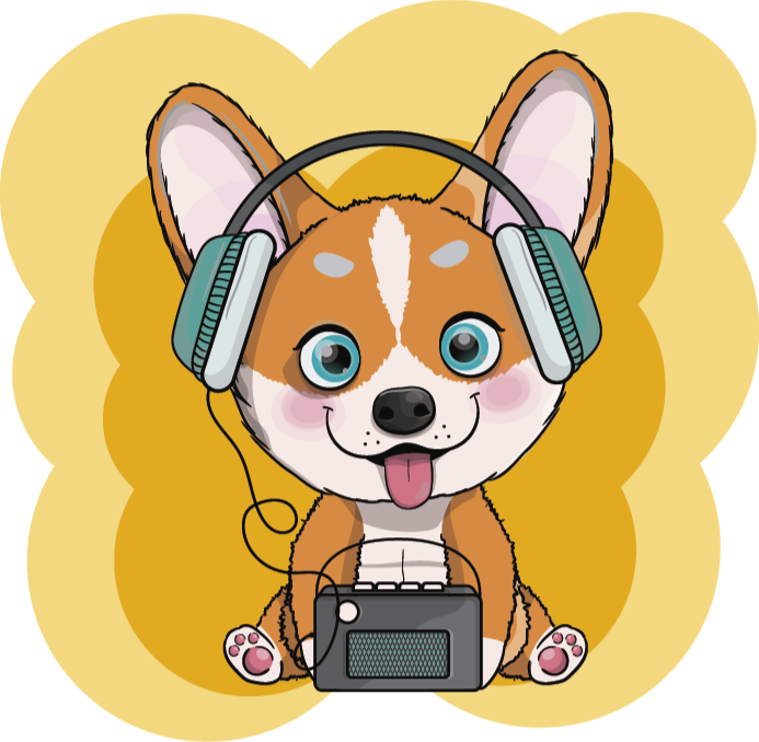 Puppy Headphones Illustration vinyl rug - TenStickers