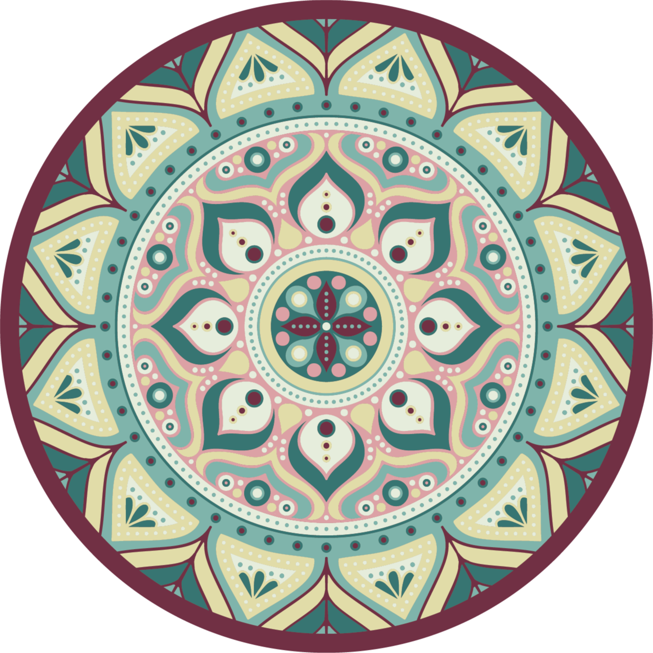 Round vinyl carpet mandala multicolor - TenStickers