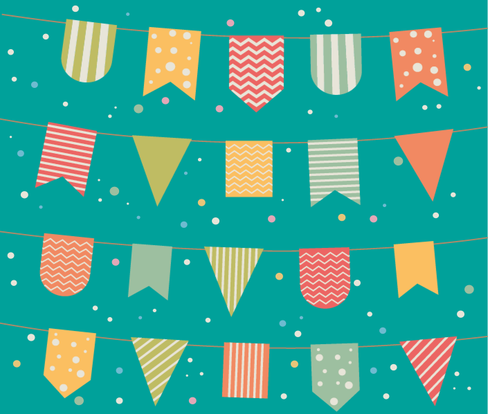 Festive Bunting kids vinyl rug - TenStickers