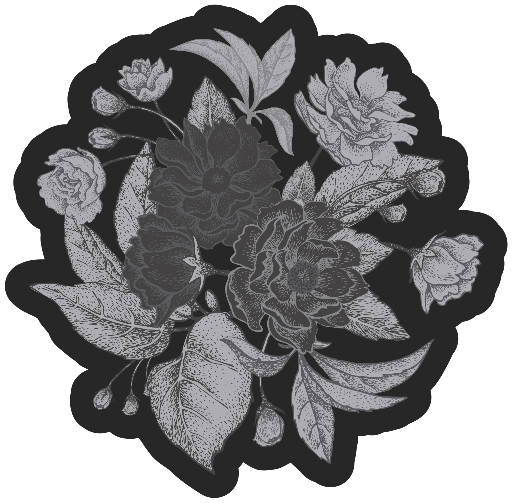 Floral Contour Display flower vinyl rug - TenStickers