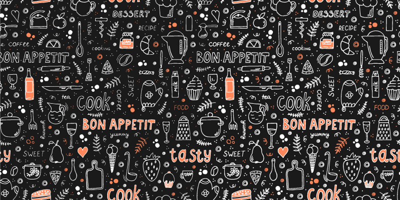 Bon apetit pattern kitchen floor tiles - TenStickers