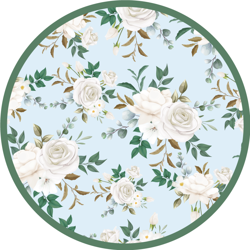 Floral Circular Composition flower vinyl rug - TenStickers