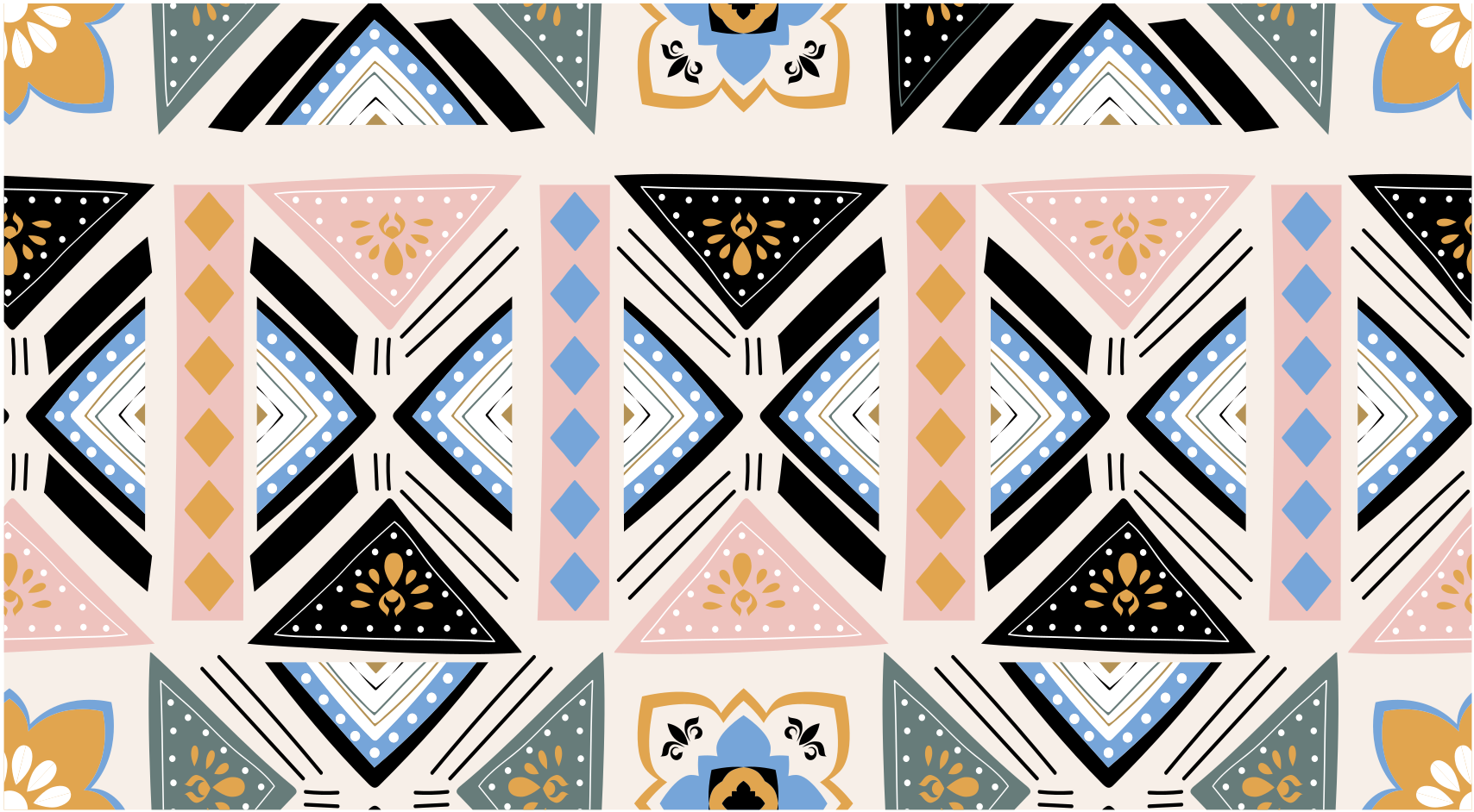 Ethnical black and blue pink mandala vinyl rug - TenStickers