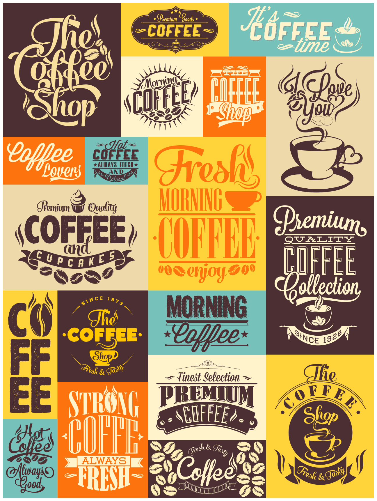 Coffee Typography Collection custom vinyl rug - TenStickers