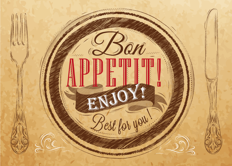 Bon Appetit and dishes  kitchen floor tiles - TenStickers