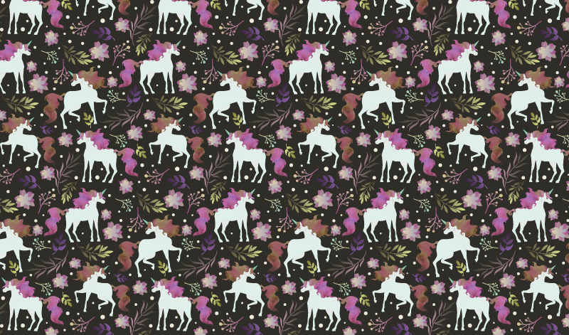 Unicorn with flowers vinyl rug - TenStickers