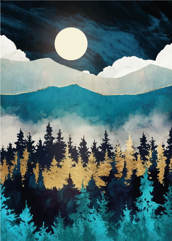 Forest Nightfall nature vinyl rug - TenStickers