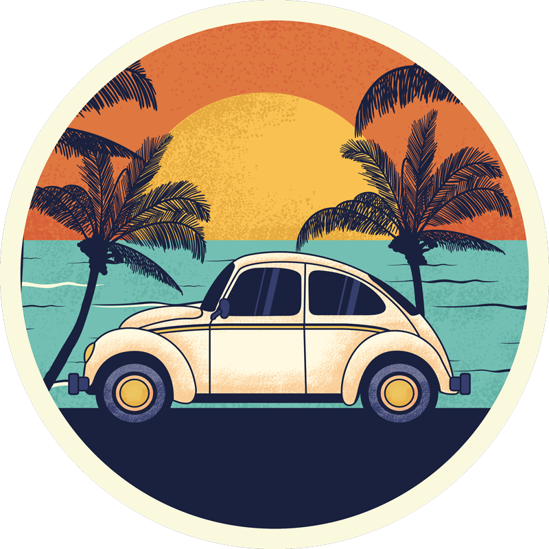 Retro Car Scenery vintage vinyl rug - TenStickers