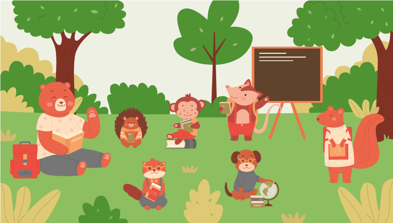 Jungle Classroom kids vinyl rug - TenStickers