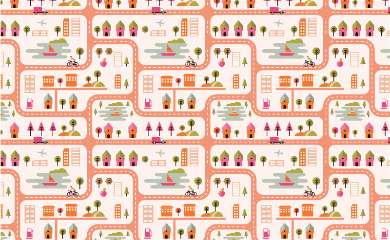 Playful Town Map road vinyl rug - TenStickers