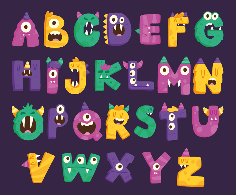 cartoon monster alphabet vinyl alphabet rug - TenStickers