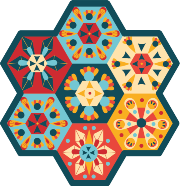 Hexagon coloured tiles tile carpet - TenStickers
