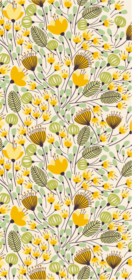 Floral Botanic Pattern flower vinyl rug - TenStickers