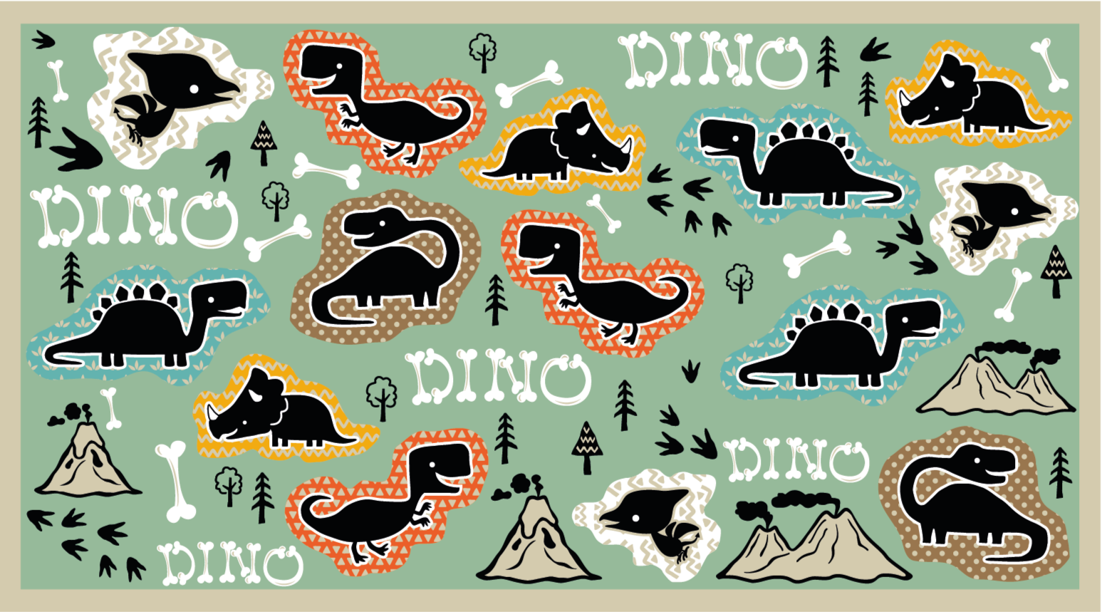 dinosaur bones pattern animal rug - TenStickers