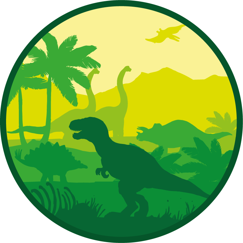 dinosaurs silhouette on landscape circular rug - TenStickers