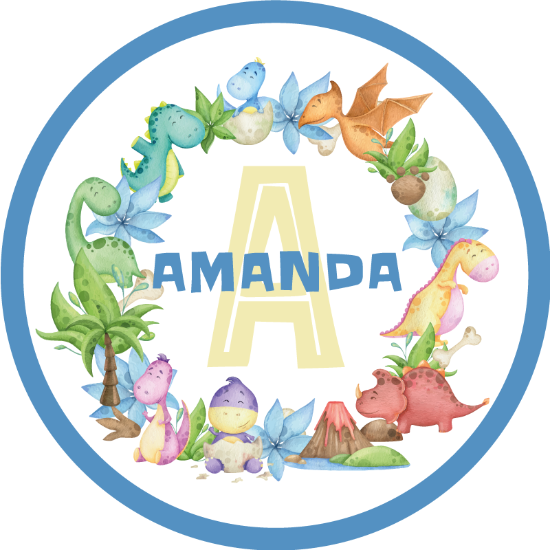 Dinosaur Circle custom vinyl rug - TenStickers