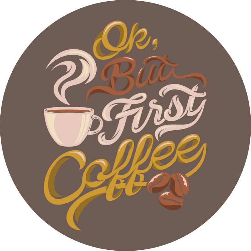Coffee-Themed Typography custom vinyl rug - TenStickers