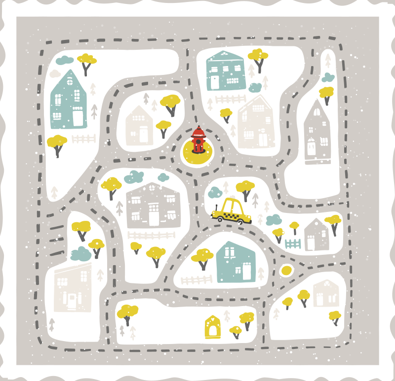 Playful Town Track vinyl rug - TenStickers