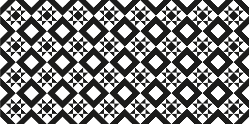 Black and white geometric tile kitchen vinyl rug - TenStickers