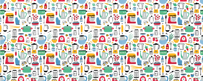 Multi-colour Kitchen Pattern vinyl rug - TenStickers