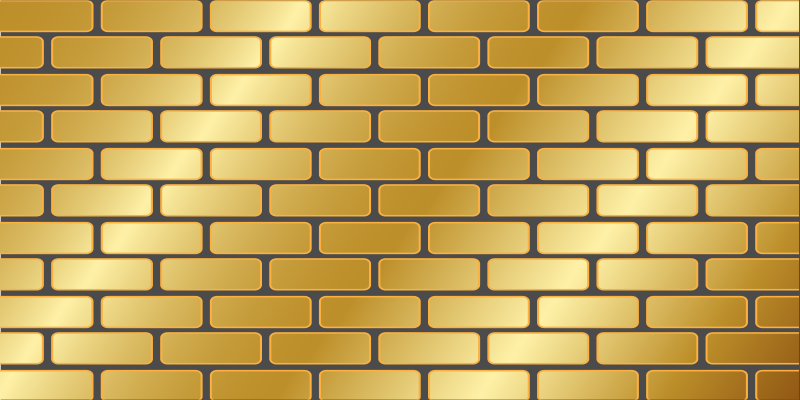Gold brick wall illustration modern rug - TenStickers