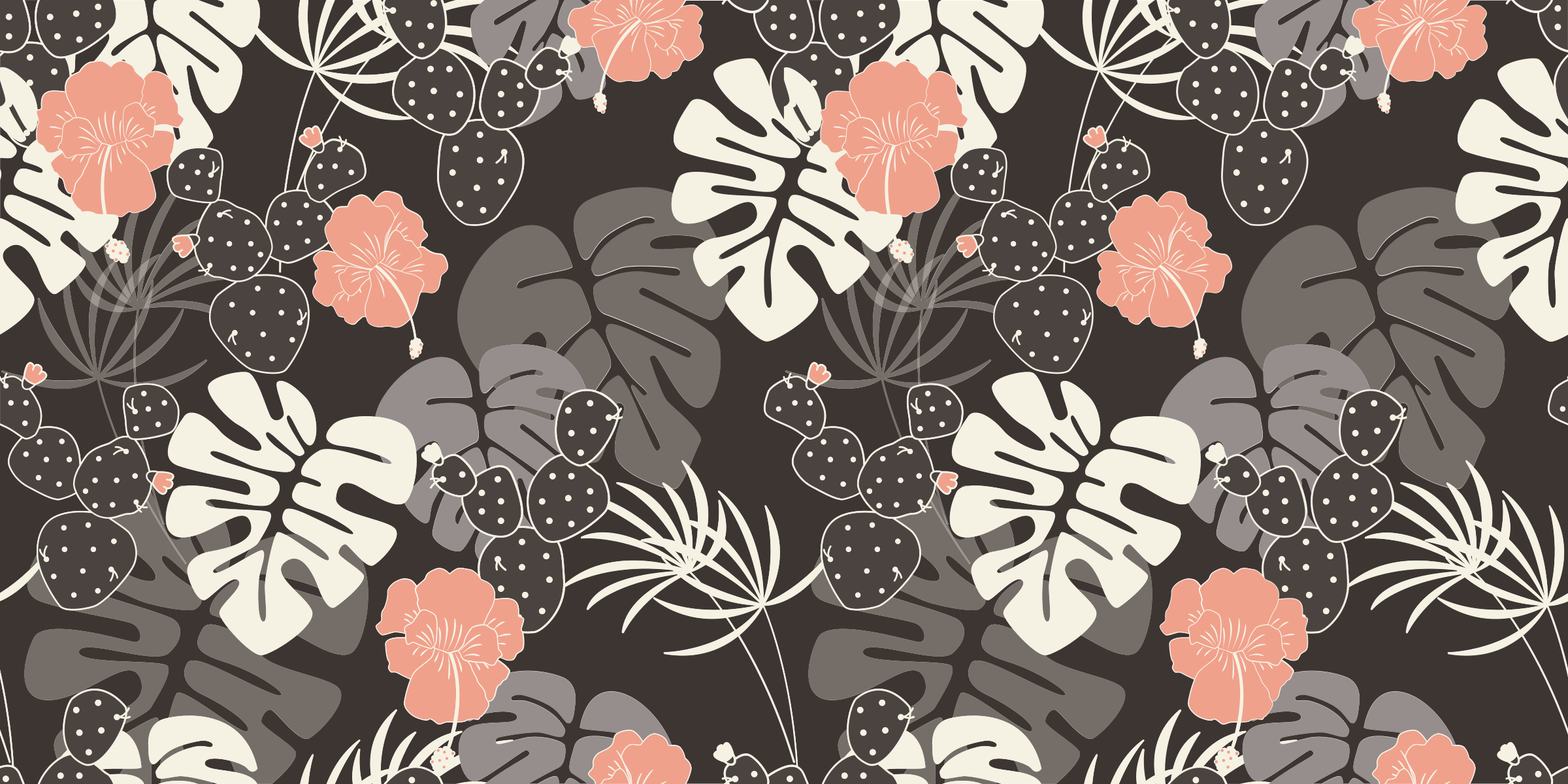 Tropical black design flower vinyl rug - TenStickers