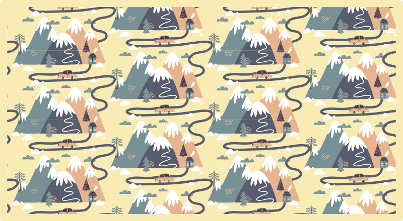 Nordic Mountain Road kids vinyl rug - TenStickers