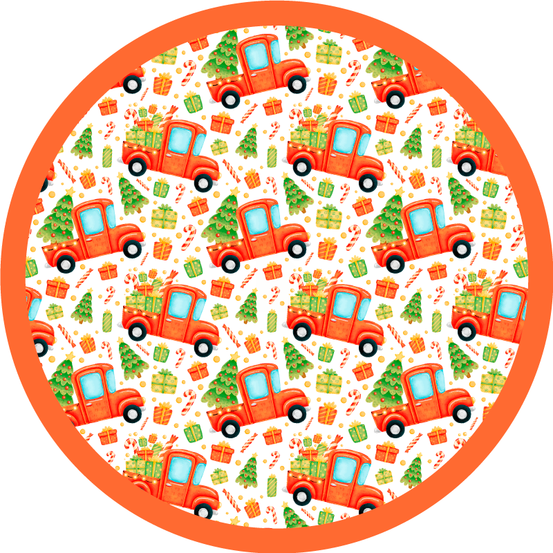 Christmas tree truck vinyl rug - TenStickers